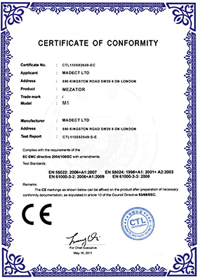 UE Certificate of Conformity